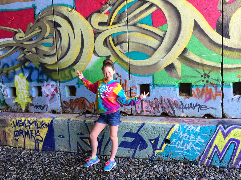 Natalie Bourn In Donner Summit Railroad Tunnel With Graffiti