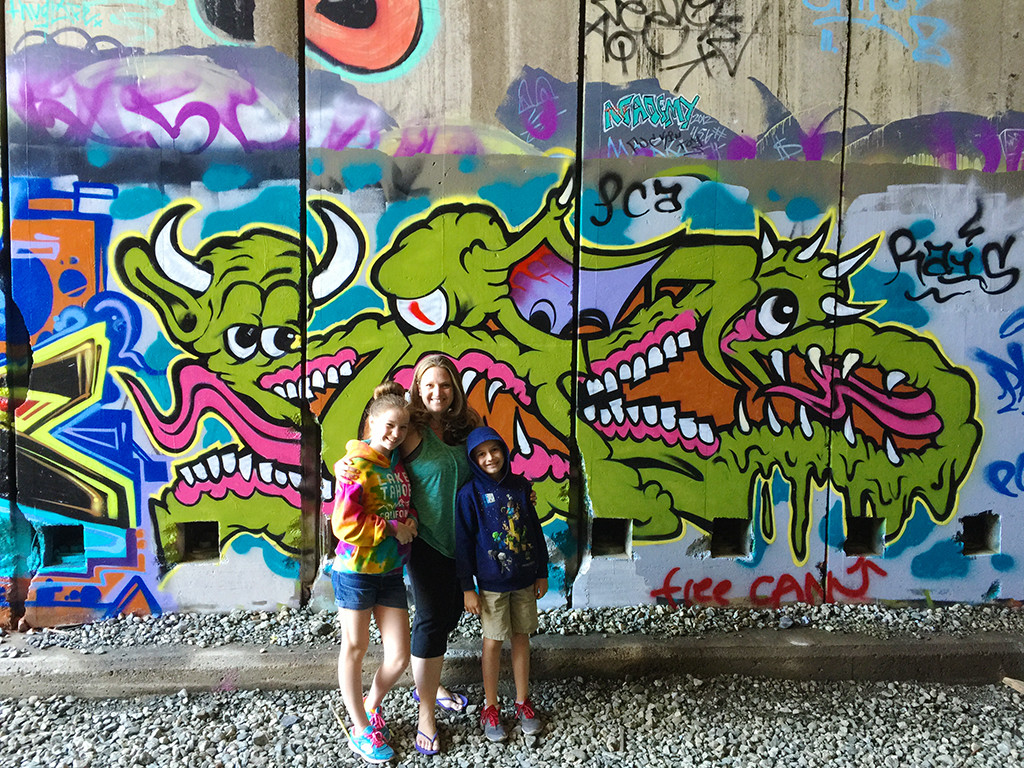 Jennifer Bourn and Kids in Abandoned Train Tunnel Hike