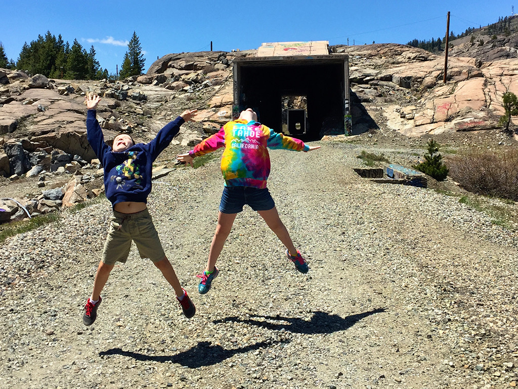 Family On Summit Tunnel Donner Pass Hike