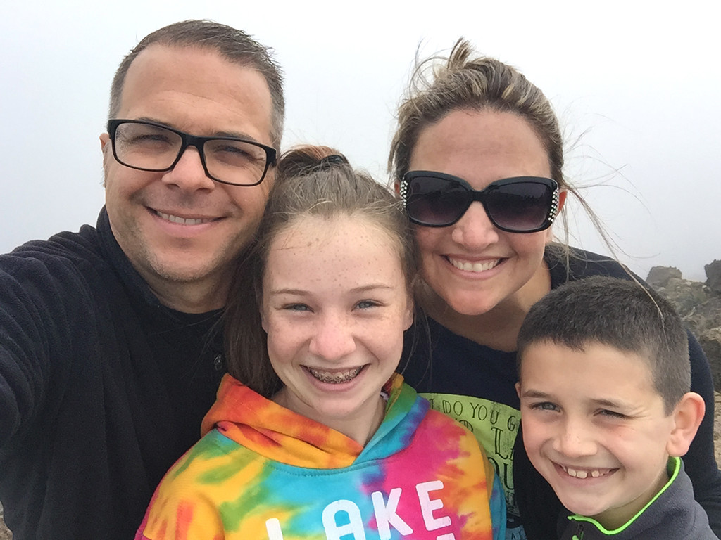 Family Hiking at Haleakala Summit in Maui Hawaii