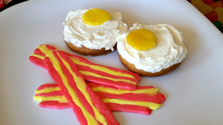 Bacon and Eggs Made of Candy