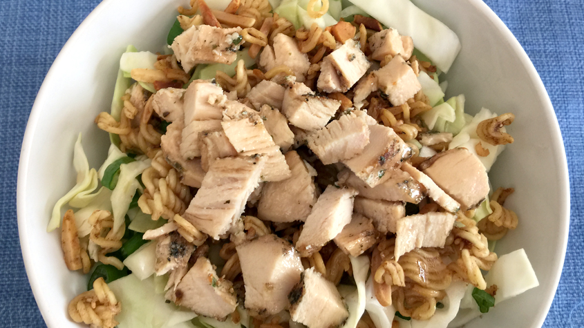 Crunchy Chinese Chicken Salad With Cabbage And Ramen Noodles