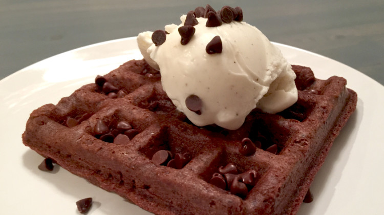 Chocolate Brownie Waffle With Ice Cream Dessert Recipe