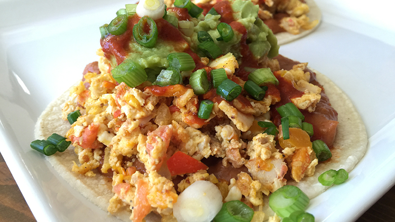 Mexican Breakfast Toastada Recipe With Eggs Beans And Veggies