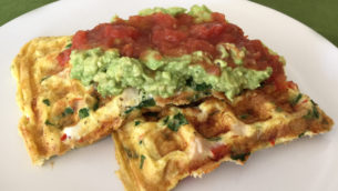 Egg And Vegetable Waffles With Avocado
