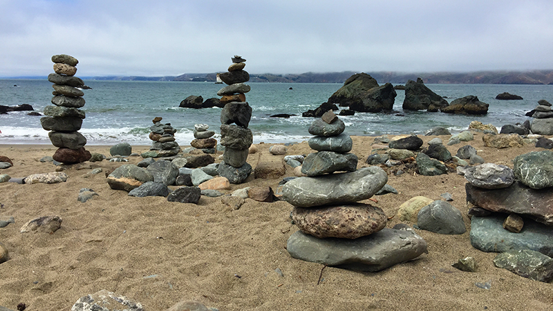 Rock Stacking at Mile Rock Beach at Lands End San Francisco