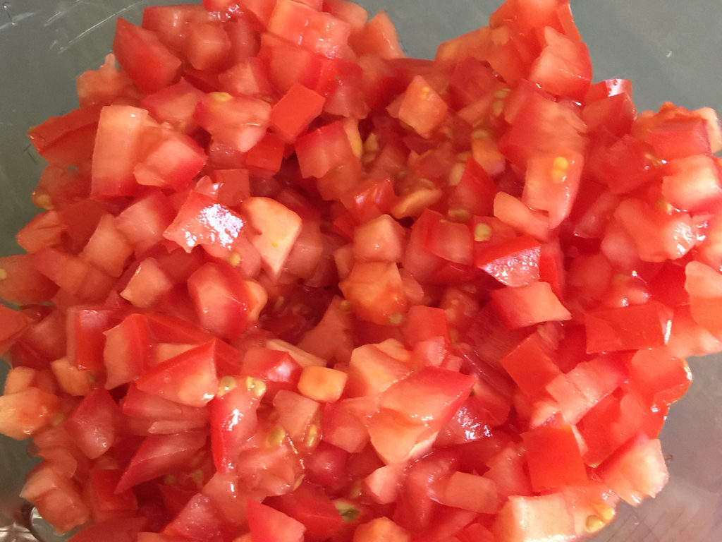 Chopped Roma Tomatoes For Bruschetta