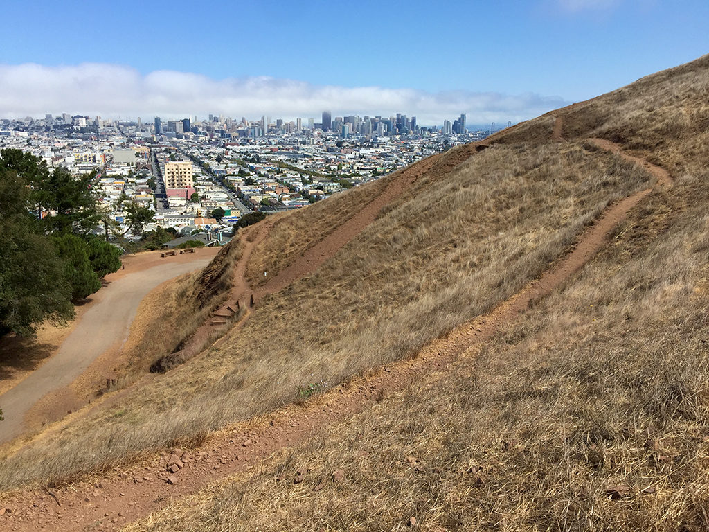 Hiking Bernal Hill On The The Bernal Heights Park Trail In San Francisco