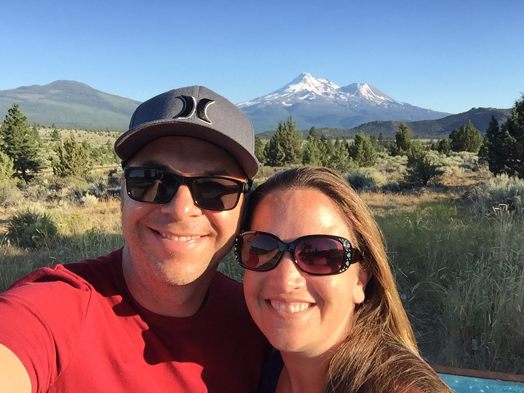 Brian and Jennifer Bourn viewing Mount Shasta California