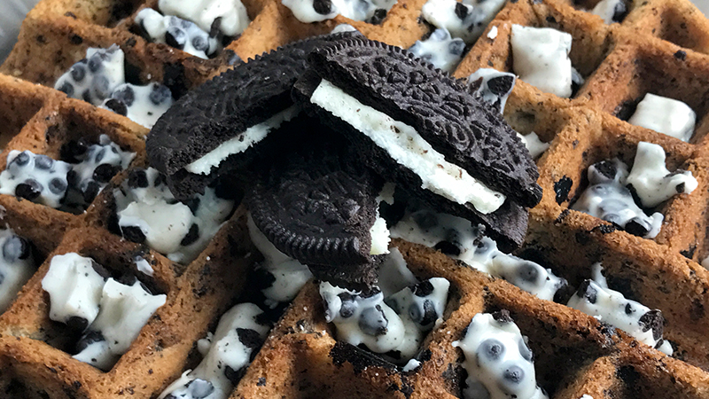 Oreo Cookie Waffle With Cookies And Cream White Chocolate
