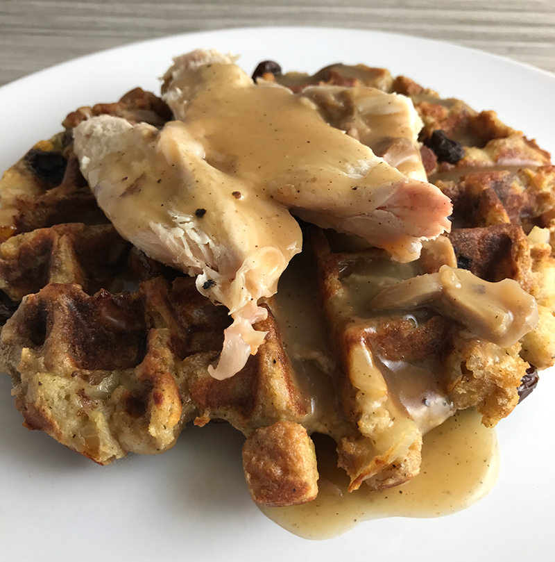 Stuffing Waffle With Turkey And Gravy
