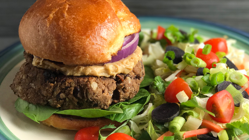 Dairy-Free Black Bean Burgers With Cashew Cheese Sauce