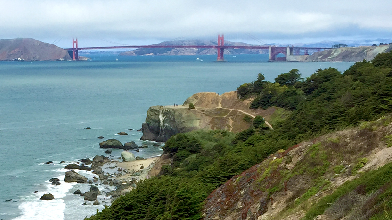 Golden Gate Bridge Viewpoint from Lands End Trail in San Francisco