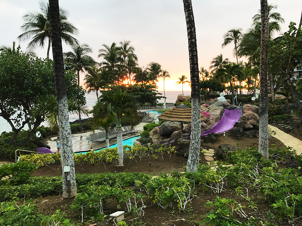 Sunset Over the Water Slides at the Hilton Waikoloa Village