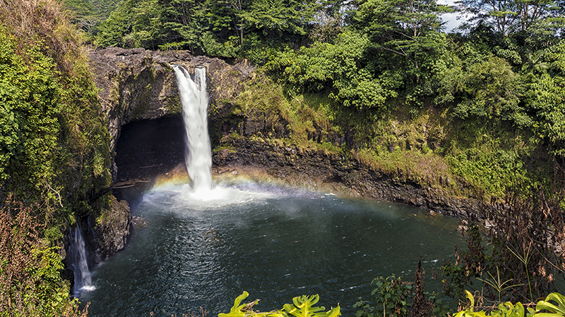 Rainbow Falls in the Wailuku River State Park in Hilo, Hawaii