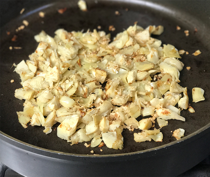 Saute Garlic and Artichokes