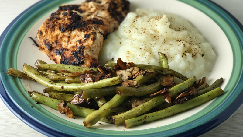 Whole30 Garlic Barbecue Chicken and Almond Balsamic Green Beans