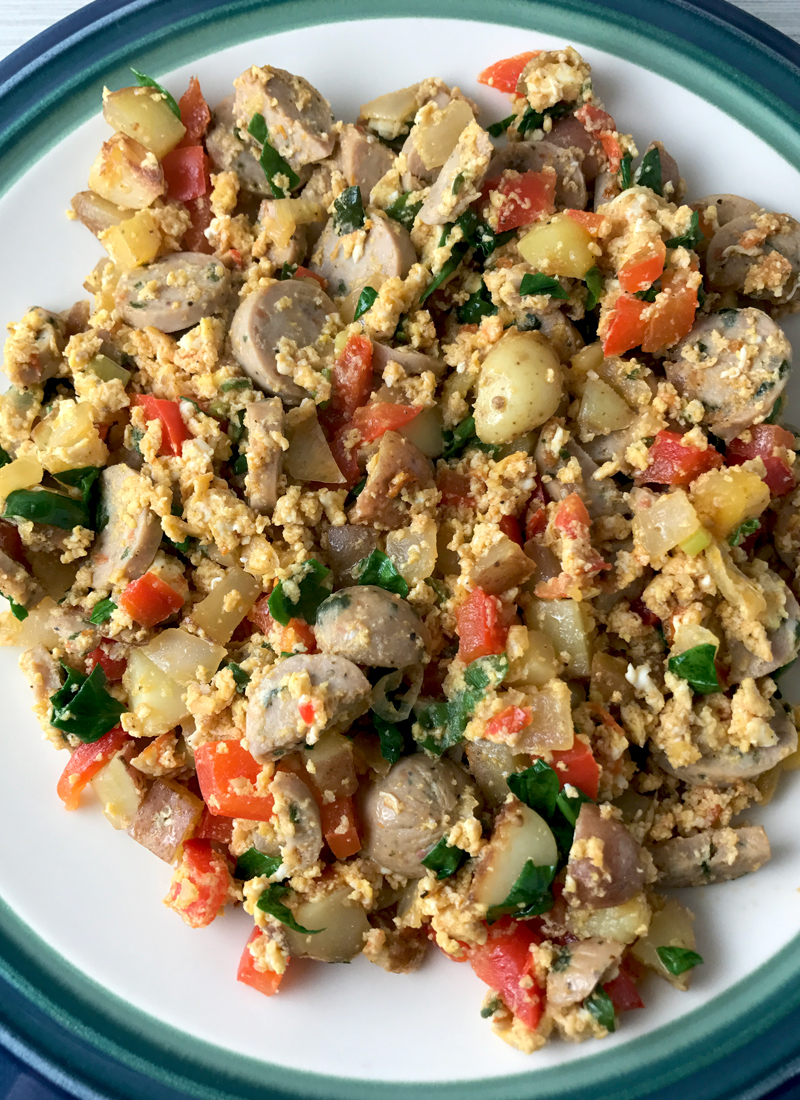 Whole30 Kale And Balsamic Chicken Sausage Vegetable Breakfast Scramble Recipe