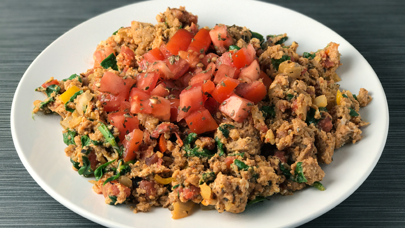 Whole30 Roasted Tomato And Basil Meatloaf Breakfast Scramble
