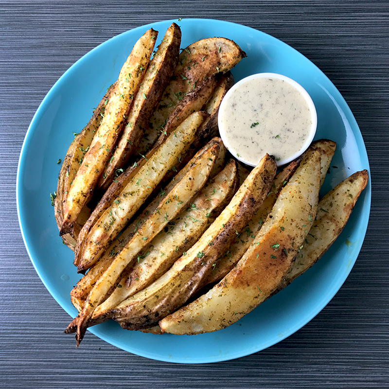 Whole30 Wedge Cut Seasoned Parsley Fries Recipe With Ranch Dressing