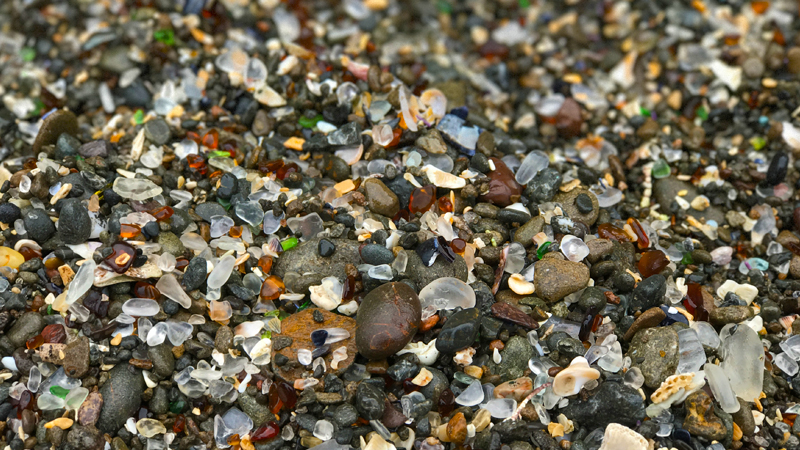 Sea Glass On Glass Beach In Fort Bragg, Mendocino County, California