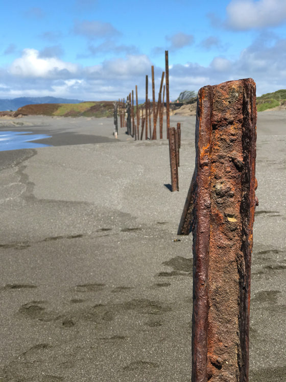 Rusty Trestle Posts on the Beach at MacKerricher State Park