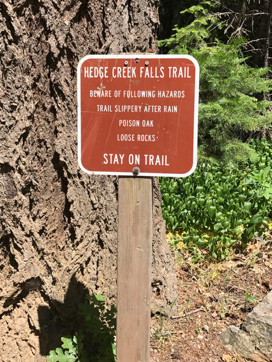 Hedge Creek Falls Trail Sign
