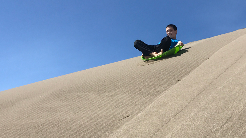 Sand Sledding at Ten Mile Dunes in MacKerricher State Park, Fort Bragg, California