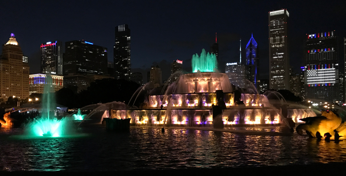 The Buckingham Fountain Nighttime Light and Water Show