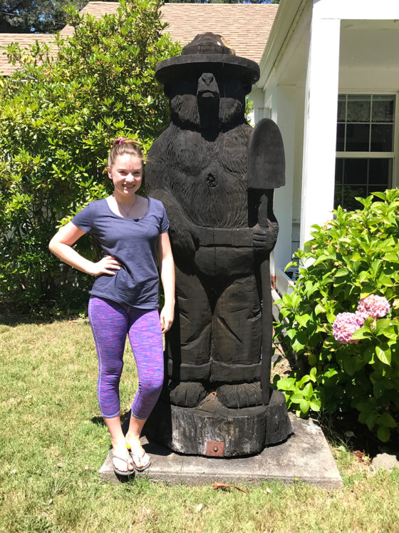 Natalie Bourn with the Smokey The Bear Statue