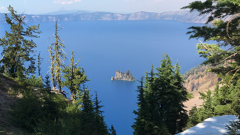 Sun Notch Viewpoint of Phatom Ship Island in Crater Lake National Park