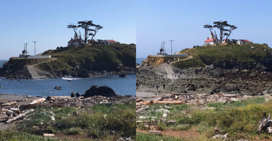 Battery Point Lighthouse During High Tide and Low Tide