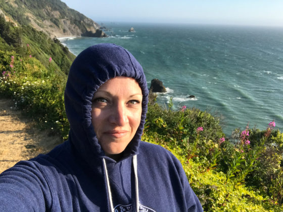 Jennifer Bourn at the Crescent Beach Overlook