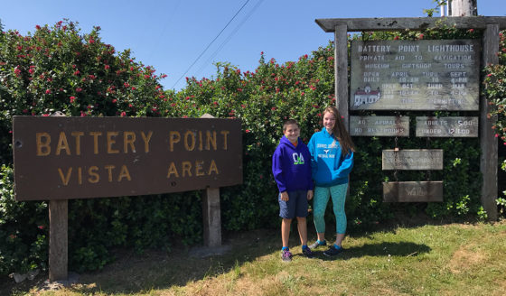 Natalie and Carter Bourn at the Battery Point Vista Area in Crescent City