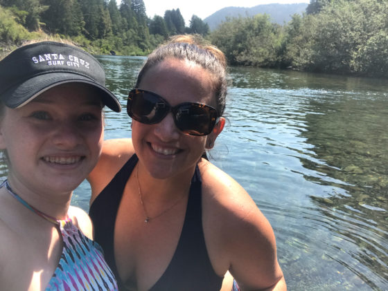 Natalie and Jennifer Bourn taking a breaking during a half day kayaking trip
