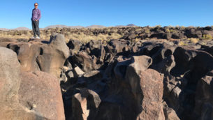 Fossil Falls Dry aterfall on Highway 395 In California