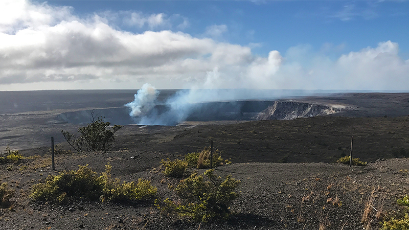 Kilauea Crater View from the Jaggar Museum Overlook in Hawaii Volcanoes National Park