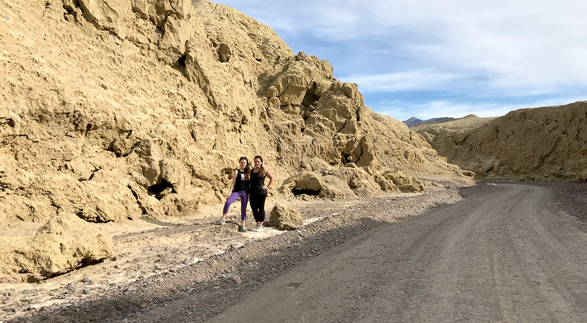 Natalie and Jennifer Bourn on the Mustard Canyon Drive in Death Valley