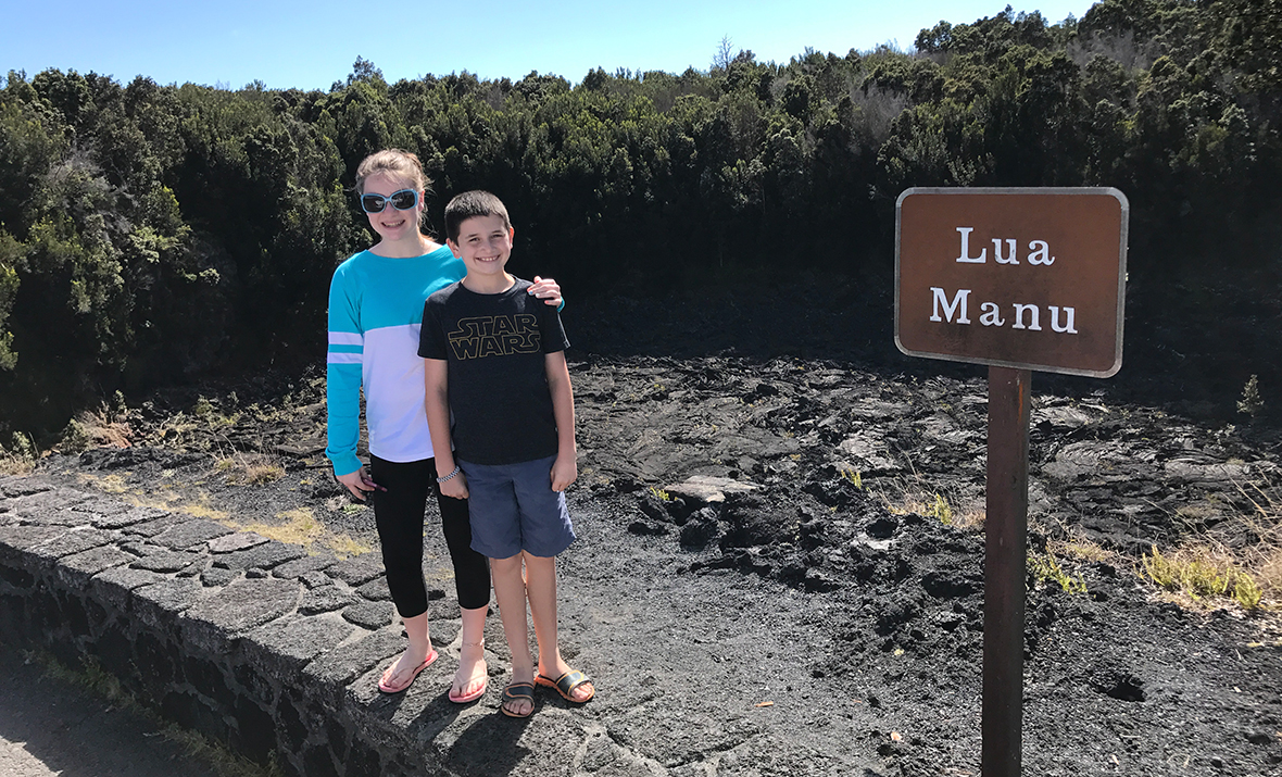 Natalie and Carter Bourn at The Lua Manu Crater