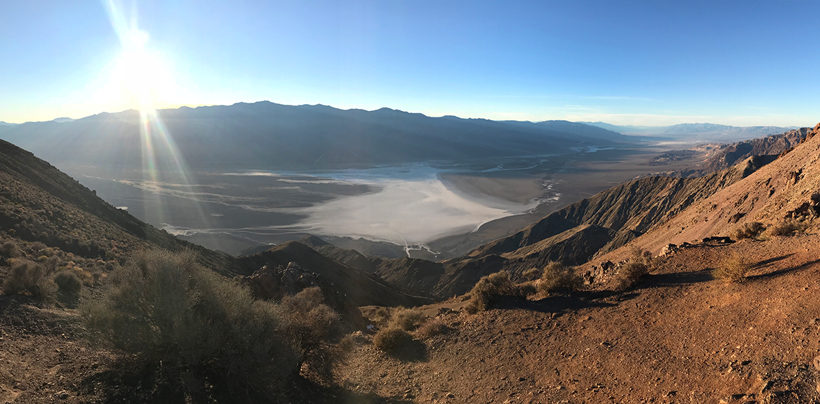 View of the Badwater Basin Salt Flats in Death Valley from Dante's View Scenic Vista Point