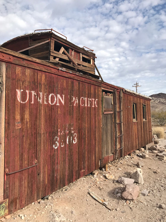 Abandoned Caboose Used as an Old Service Station at Rhyolite Townsite