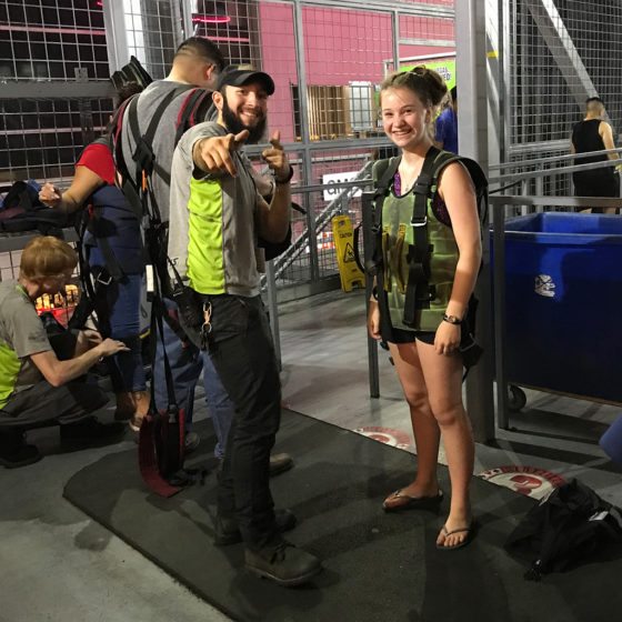 Natalie Bourn Getting her SlotZilla Zipline Harness