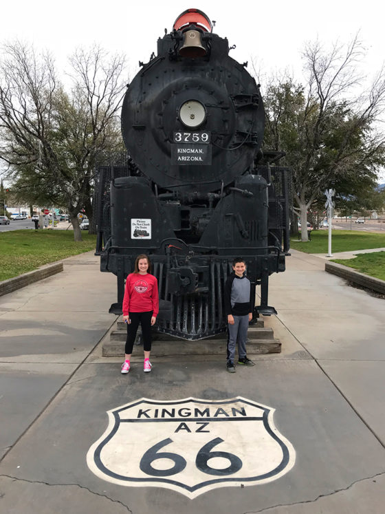 Natalie and Carter Bourn At The Kingman Route 66 Locomotive