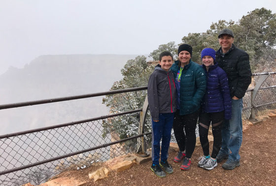 Bourn Family On The South Rim Of Grand Canyon National Park In The Snow