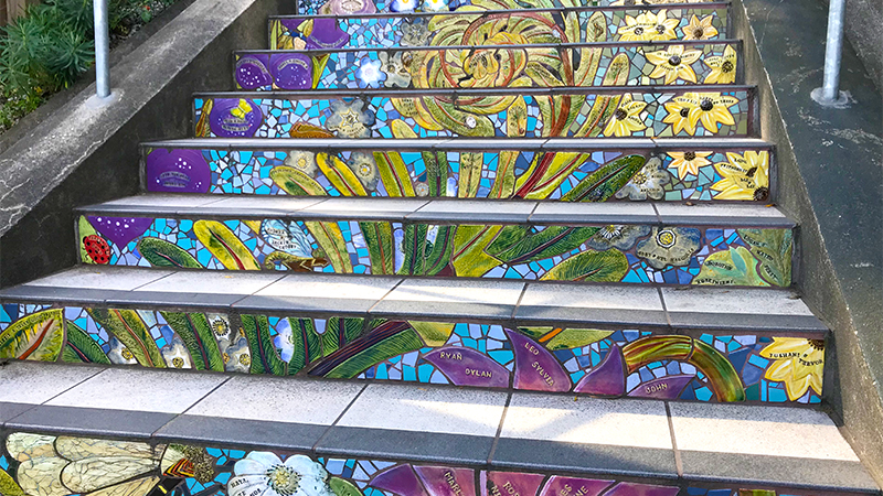 Hidden Garden Steps, a Mosaic Tiled Staircase in San Francisco
