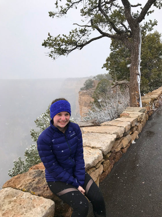 Natalie Bourn in the Grand Canyon Snow