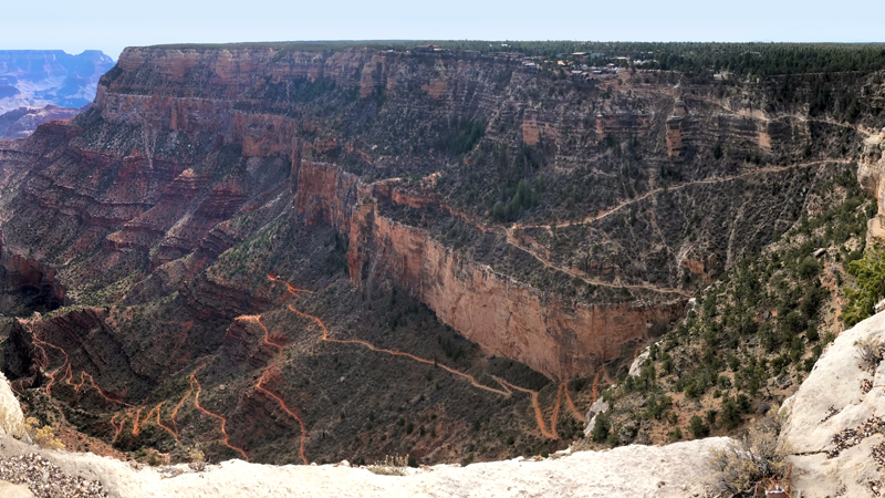 View of Bright Angel Trail From The Trailview Overlook Off The Canyon Rim Trail and Hermit Road in Grand Canyon National Park