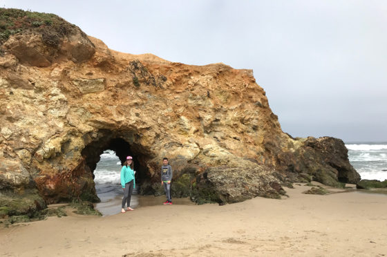 Natalie and Carter Bourn at the Pescadero State Beach Rock Arch