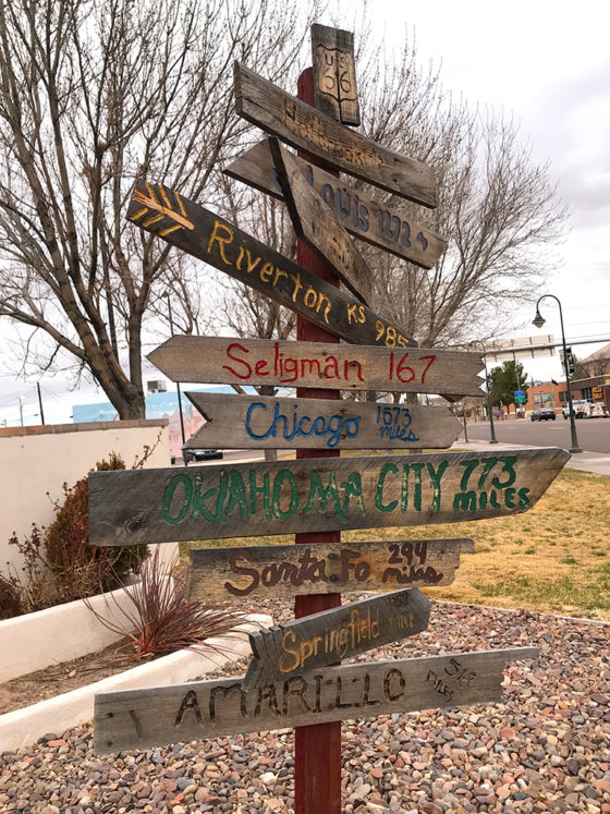Wooden Route 66 Directional Sign