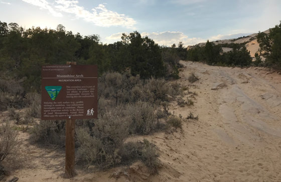 BLM Sign For The Moonshine Arch Recreation Area
